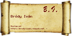 Bródy Iván névjegykártya